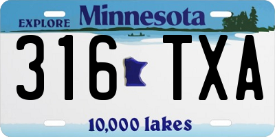 MN license plate 316TXA