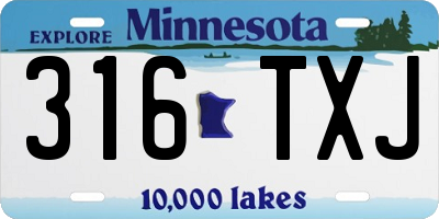 MN license plate 316TXJ