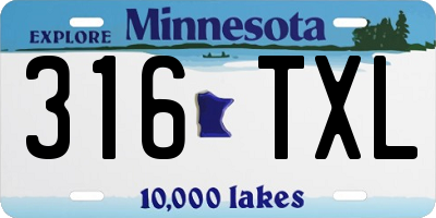 MN license plate 316TXL