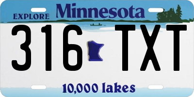 MN license plate 316TXT