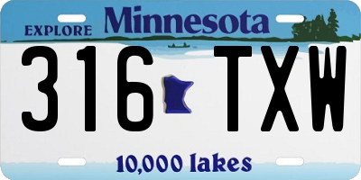 MN license plate 316TXW