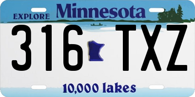 MN license plate 316TXZ