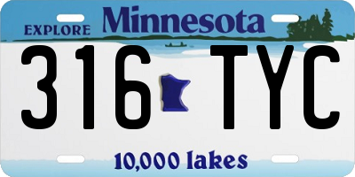 MN license plate 316TYC