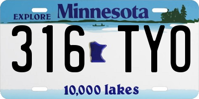 MN license plate 316TYO
