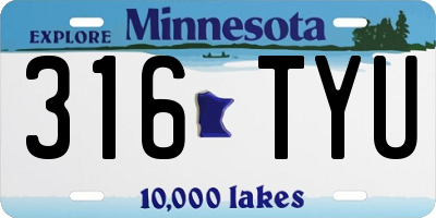 MN license plate 316TYU