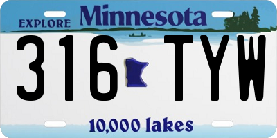 MN license plate 316TYW