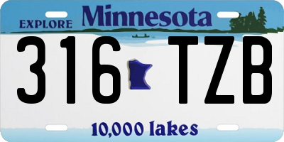 MN license plate 316TZB