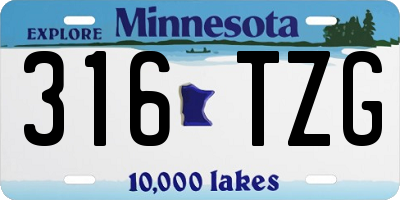 MN license plate 316TZG
