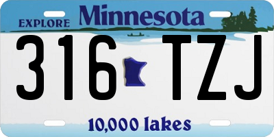 MN license plate 316TZJ