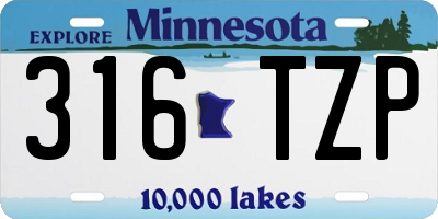 MN license plate 316TZP