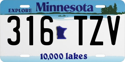MN license plate 316TZV