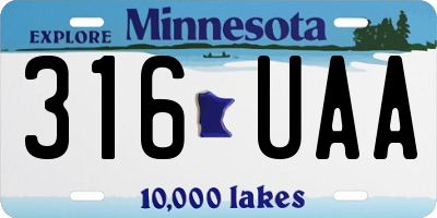 MN license plate 316UAA