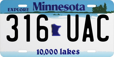 MN license plate 316UAC