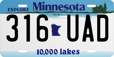 MN license plate 316UAD