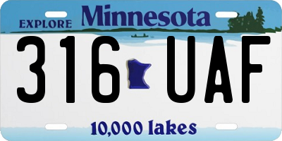 MN license plate 316UAF