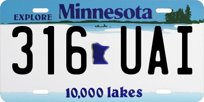 MN license plate 316UAI