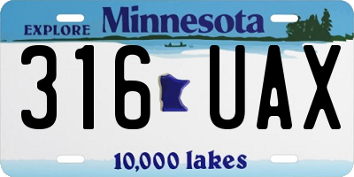 MN license plate 316UAX