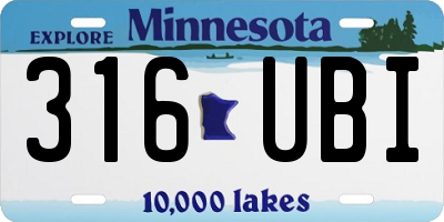 MN license plate 316UBI