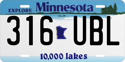 MN license plate 316UBL