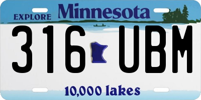 MN license plate 316UBM