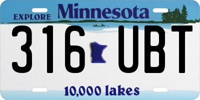 MN license plate 316UBT