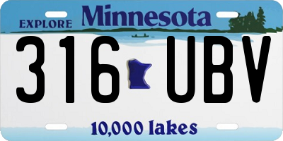 MN license plate 316UBV