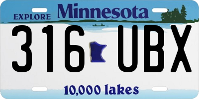 MN license plate 316UBX