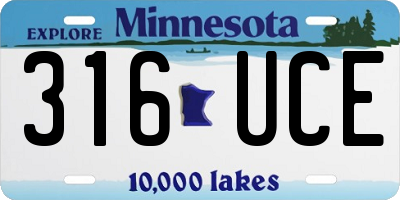 MN license plate 316UCE