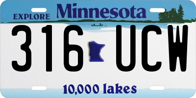 MN license plate 316UCW