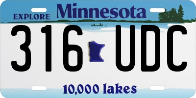 MN license plate 316UDC