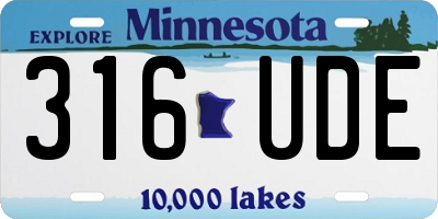 MN license plate 316UDE