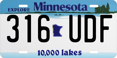 MN license plate 316UDF