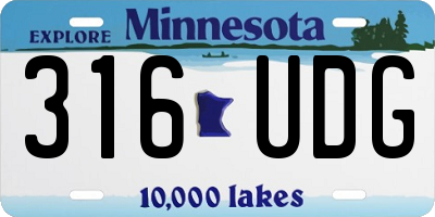 MN license plate 316UDG
