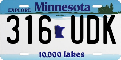 MN license plate 316UDK
