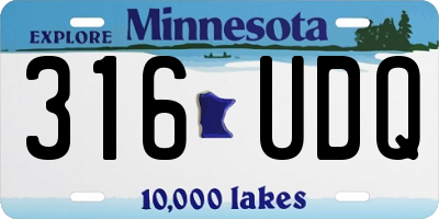 MN license plate 316UDQ