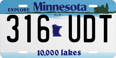 MN license plate 316UDT