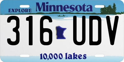 MN license plate 316UDV