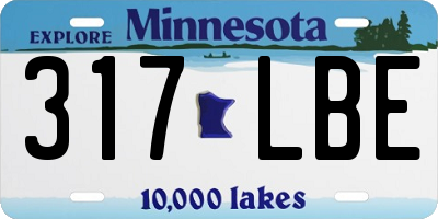 MN license plate 317LBE