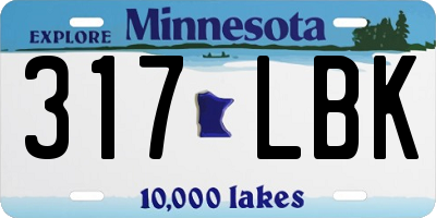 MN license plate 317LBK