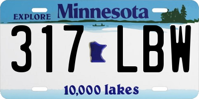 MN license plate 317LBW