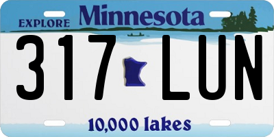 MN license plate 317LUN
