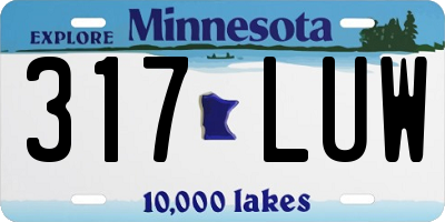 MN license plate 317LUW