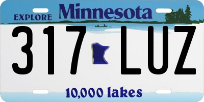 MN license plate 317LUZ