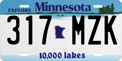 MN license plate 317MZK