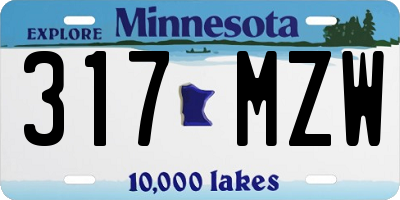 MN license plate 317MZW