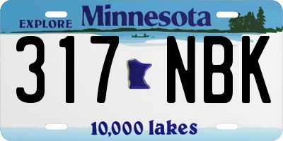 MN license plate 317NBK