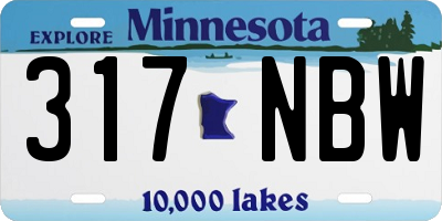 MN license plate 317NBW