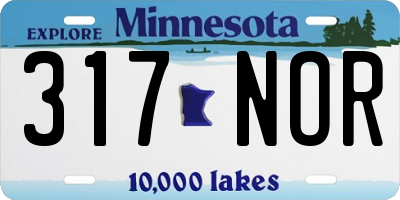 MN license plate 317NOR