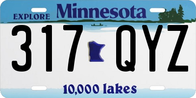 MN license plate 317QYZ