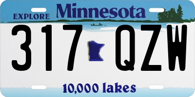 MN license plate 317QZW